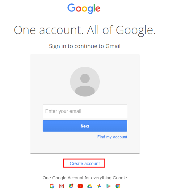 How to create a Gmail account step One