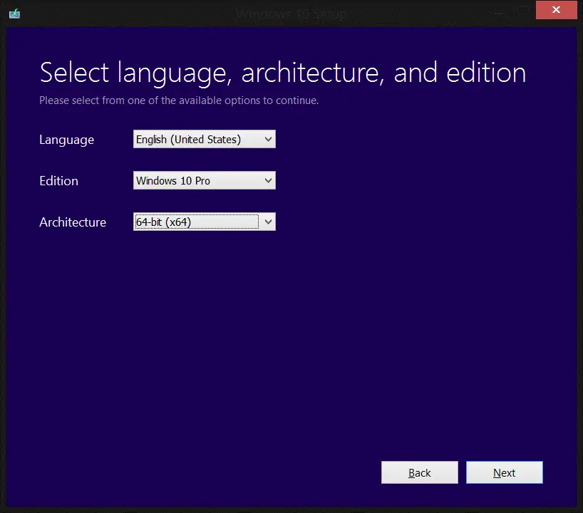 Select architecture language and edition