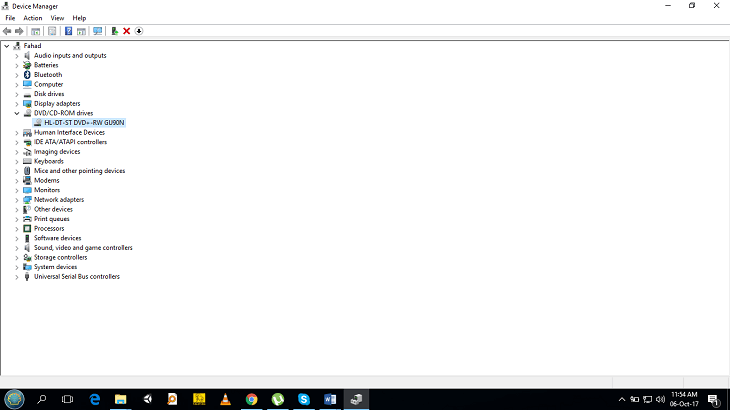 Click on the arrow of CDDVD ROM drive