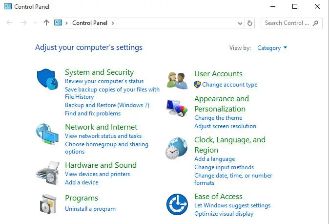 Control Panel in your PC’s search bar and open it