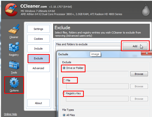 Exclude custom file