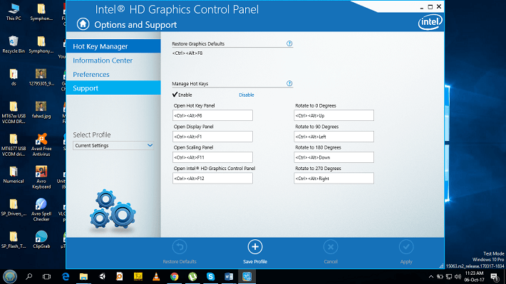 HD Graphics Control Panel option and support