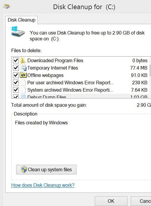 disk cleanup for c