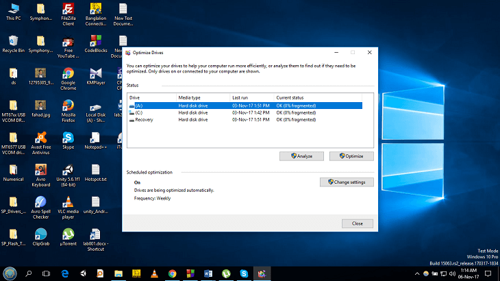 drive defragmentation.