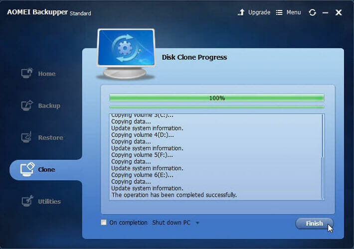 HDD cloning to SSD is just finished