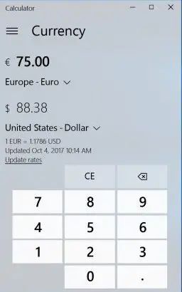 Currency Conveter on windows 10