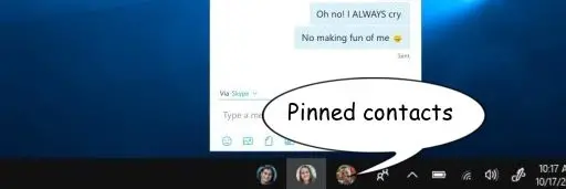 Pinned Contacts on windows 10