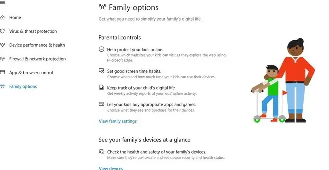 Family Options of Windows 10
