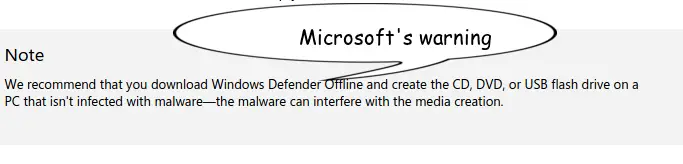 MS Warinig of Windows Defender