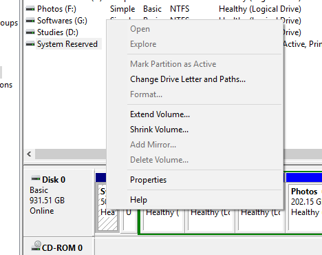 Extend Volume of Partition