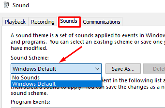 Sound Scheme of Windows 10