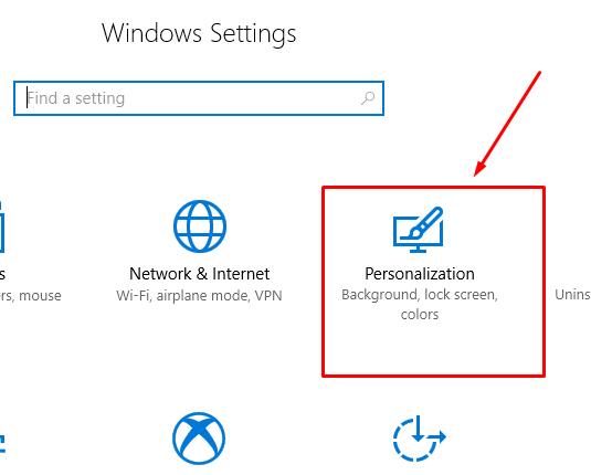 Personalization Setting of Windows 10