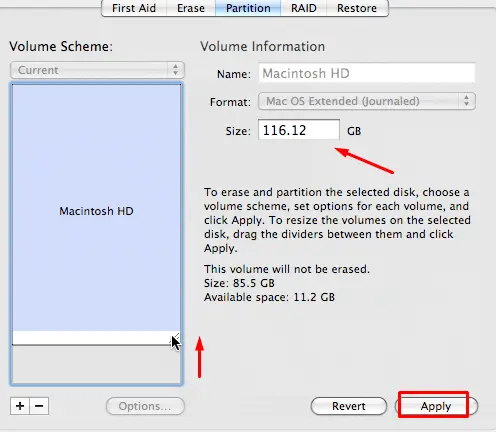 Change Partition Size in Mac