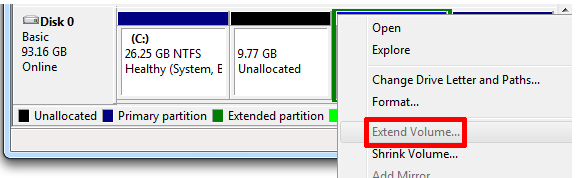 Extend a partition of Computer