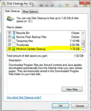 ta bort Windows update-filer i Windows 7 automatiskt 2