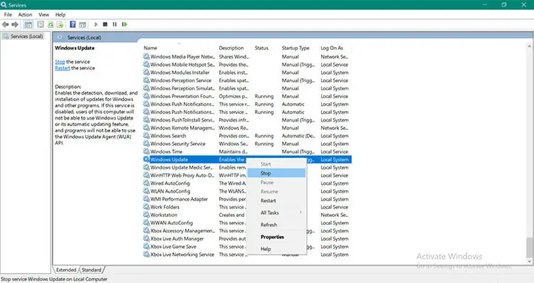 Verwijder Windows Update bestanden handmatig in Windows 7 en Windows 10 2a