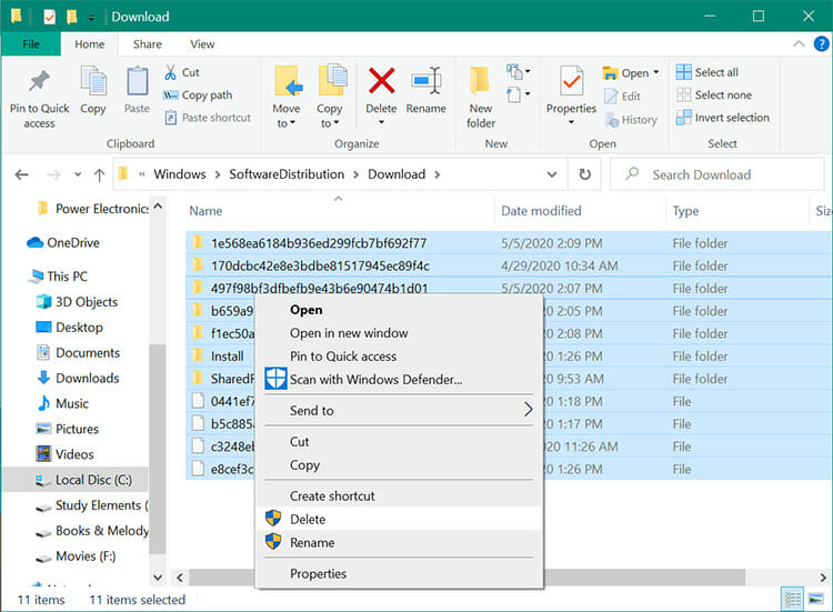 Löschen Sie Windows Update-Dateien manuell in Windows 7 und Windows 10 4b
