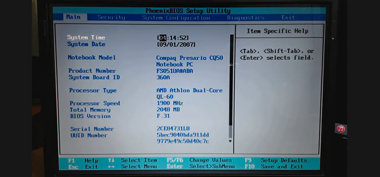 Running Bios Setup in You Computer