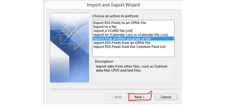 click Import