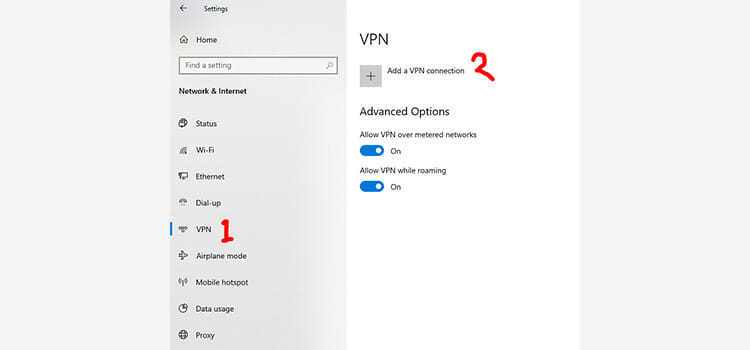 Connection with VPN in Windows 10 2