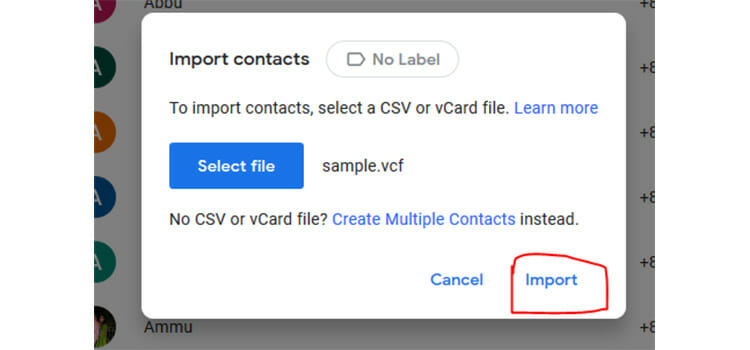 click on “Import”