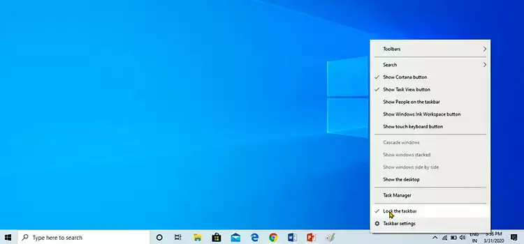 How to Lock and Unlock Taskbar in Windows 10