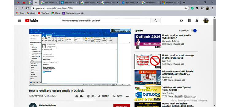 Recalling the Mail at Outlook 2