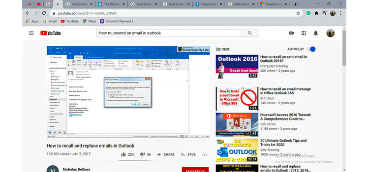 Recalling the Mail at Outlook 3