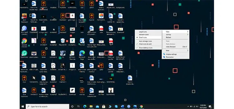 Make the desktop icon smaller by using the context menu
