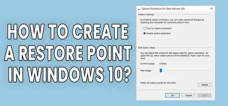 How to Create a Restore Point in Windows 10 FI