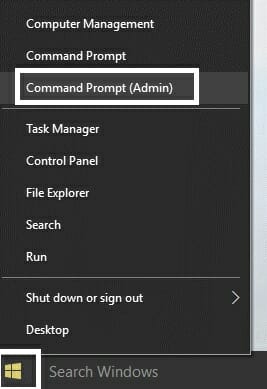 press the Windows key + X together and from the menu, you have to select the Command Prompt (Admin)