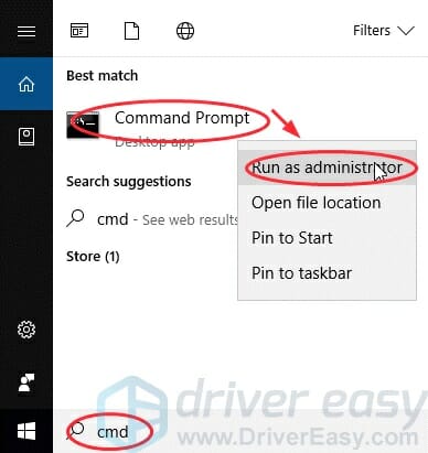 right-click on  Command Prompt and select Run as administrator from the menu
