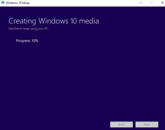 When the download is completely done, it will start to create Windows 10 media