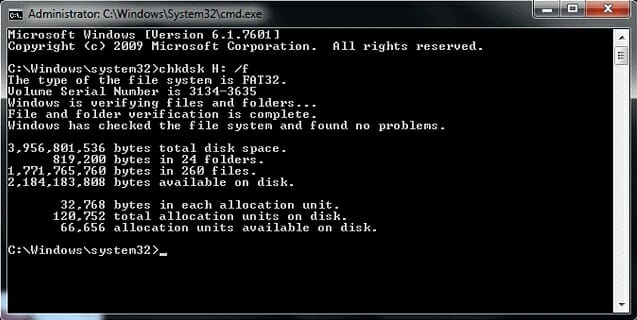 type ChkDsk in the command prompt and then type the Partition Drive Letterlike (chkdsk (drive letter) /f)