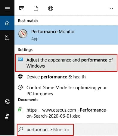select Adjust Appearance vs. Performance in Windows