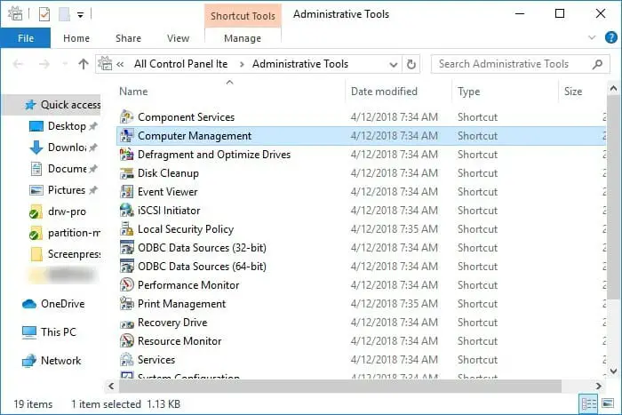 right-click to This PC and choose Manage from the menu bar to open the Computer Management.