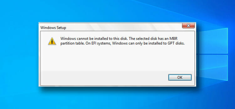 Windows Can’t be Installed on This Disk MBR | Easy Solutions