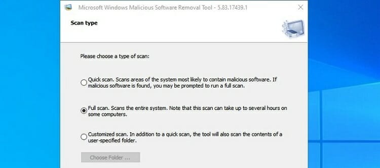 Run Malicious Software Removal Tool 