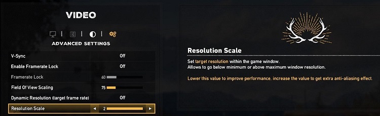 Advanced Settings > resolution Scale