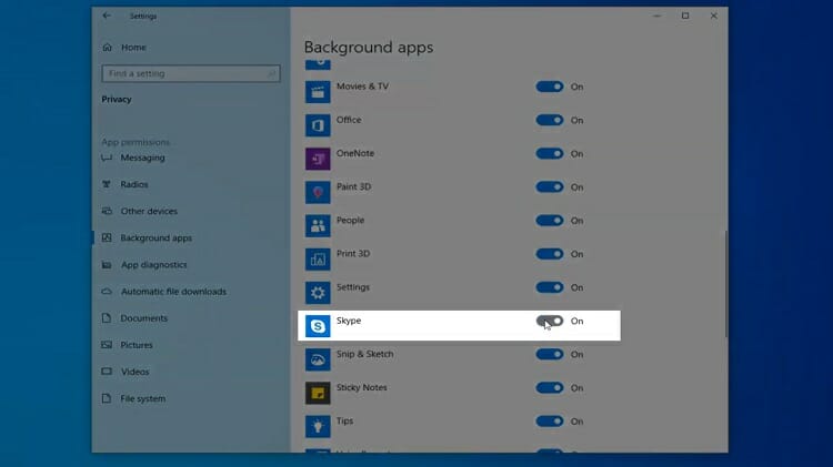 start skype on startup windows 10