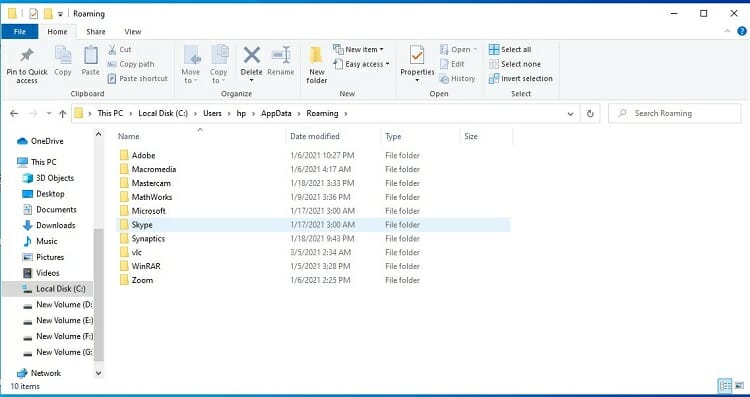 skype received files folder windows 7