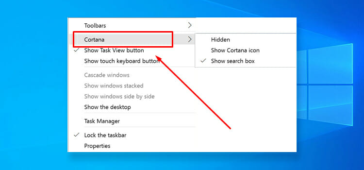 How to Remove Cortana from Taskbar