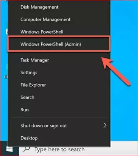 right-click on the start menu at the left most corner and click on PowerShell (Admin) from the menu to open the PowerShell window