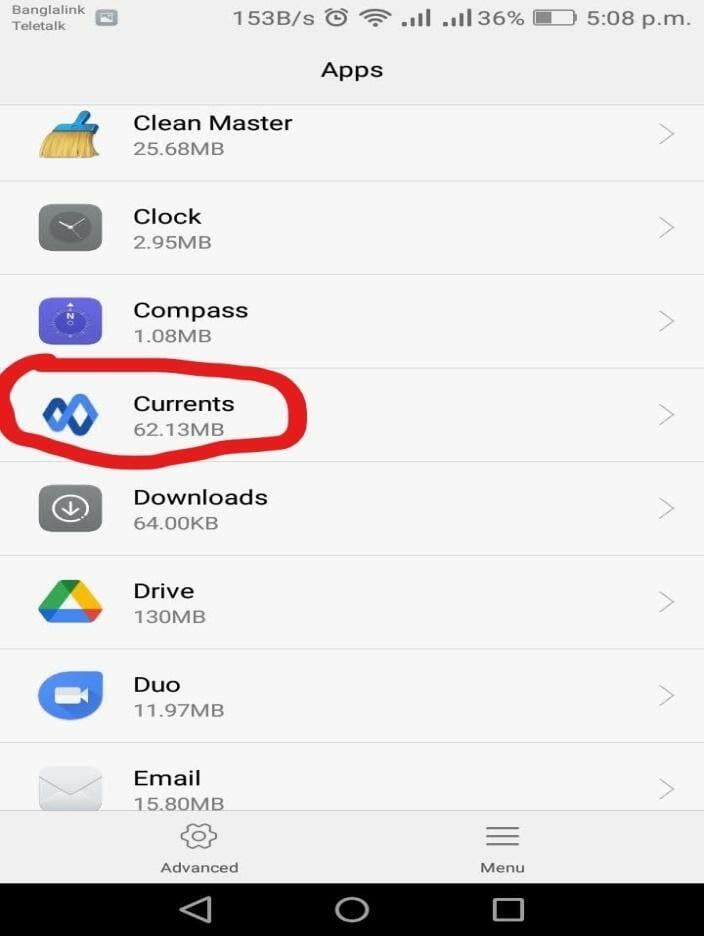 In the ‘Apps’ menu, all the installed applications are visible