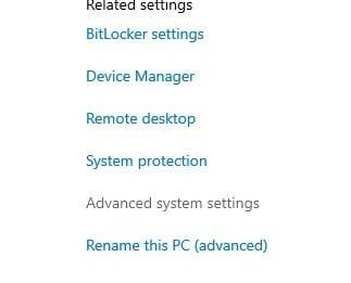 In System there is an option called Advanced system settings