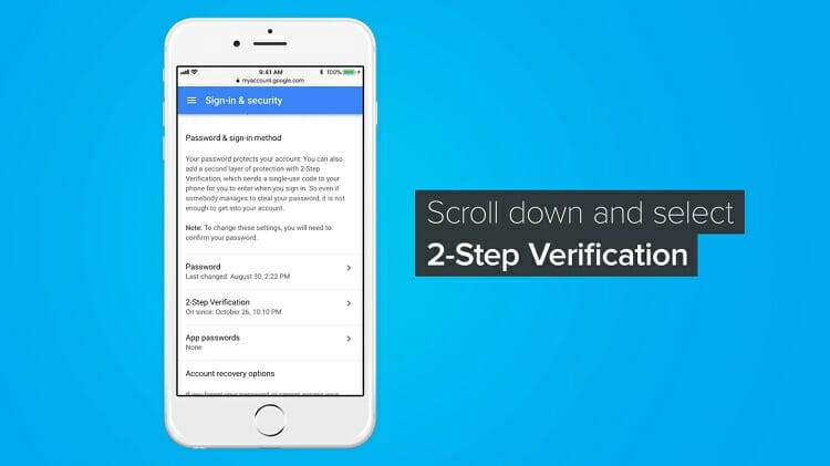 Scroll down the page and find ‘2-Step Verification