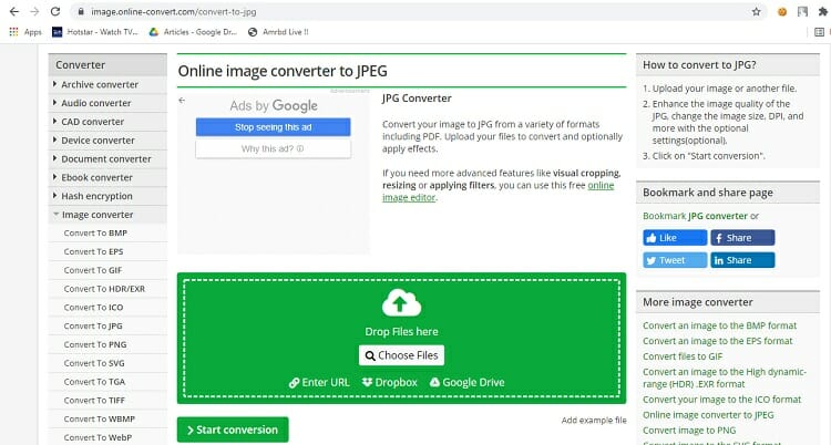 You can drag the image to drop or you can ‘Choose Files’ from the box