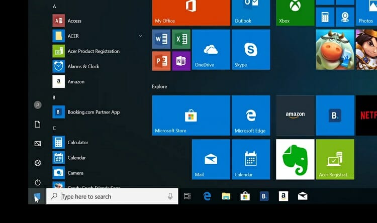 Click on the Windows icon on the bottom-left of the screen