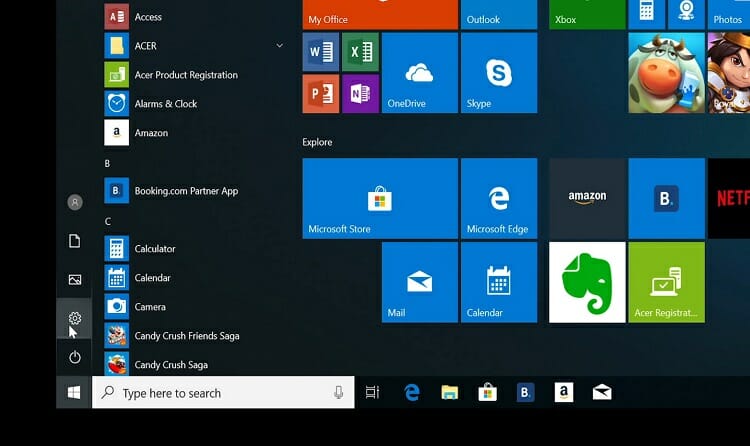 the Windows menu