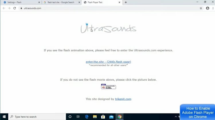SWF file is opened and you can view the animation text ‘Ultrasounds’.